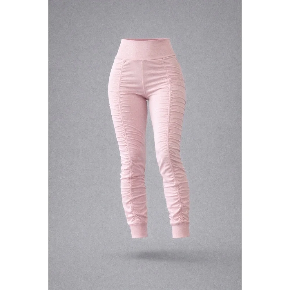 Lululemon Beyond the Studio Jogger Pink Pinstripe Ruched Pants LW5ENPS‎ Size 2